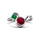 1 - Nerida 1.60 ctw Cushion Shape Created Ruby and Princess Shape Created Emerald Women Toi Et Moi Wave Engagement Ring 