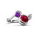 3 - Nerida 1.60 ctw Cushion Shape Created Ruby and Princess Shape Amethyst Women Toi Et Moi Wave Engagement Ring 