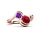 3 - Nerida 1.60 ctw Cushion Shape Created Ruby and Princess Shape Amethyst Women Toi Et Moi Wave Engagement Ring 