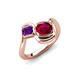 4 - Nerida 1.60 ctw Cushion Shape Created Ruby and Princess Shape Amethyst Women Toi Et Moi Wave Engagement Ring 