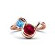 1 - Nerida 1.63 ctw Cushion Shape Created Ruby and Princess Shape Blue Topaz Women Toi Et Moi Wave Engagement Ring 