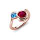 4 - Nerida 1.63 ctw Cushion Shape Created Ruby and Princess Shape Blue Topaz Women Toi Et Moi Wave Engagement Ring 