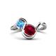 1 - Nerida 1.63 ctw Cushion Shape Created Ruby and Princess Shape Blue Topaz Women Toi Et Moi Wave Engagement Ring 