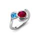 4 - Nerida 1.63 ctw Cushion Shape Created Ruby and Princess Shape Blue Topaz Women Toi Et Moi Wave Engagement Ring 