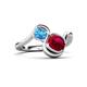3 - Nerida 1.63 ctw Cushion Shape Created Ruby and Princess Shape Blue Topaz Women Toi Et Moi Wave Engagement Ring 