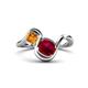 1 - Nerida 1.60 ctw Cushion Shape Created Ruby and Princess Shape Citrine Women Toi Et Moi Wave Engagement Ring 