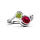 3 - Nerida 1.63 ctw Cushion Shape Created Ruby and Princess Shape Peridot Women Toi Et Moi Wave Engagement Ring 
