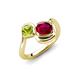4 - Nerida 1.63 ctw Cushion Shape Created Ruby and Princess Shape Peridot Women Toi Et Moi Wave Engagement Ring 