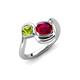 4 - Nerida 1.63 ctw Cushion Shape Created Ruby and Princess Shape Peridot Women Toi Et Moi Wave Engagement Ring 