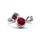 1 - Nerida 1.63 ctw Cushion Shape Created Ruby and Princess Shape Rhodolite Garnet Women Toi Et Moi Wave Engagement Ring 