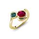 4 - Nerida 1.60 ctw Cushion Shape Created Ruby and Princess Shape London Blue Topaz Women Toi Et Moi Wave Engagement Ring 