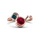 1 - Nerida 1.60 ctw Cushion Shape Created Ruby and Princess Shape London Blue Topaz Women Toi Et Moi Wave Engagement Ring 