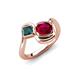 4 - Nerida 1.60 ctw Cushion Shape Created Ruby and Princess Shape London Blue Topaz Women Toi Et Moi Wave Engagement Ring 