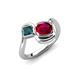 4 - Nerida 1.60 ctw Cushion Shape Created Ruby and Princess Shape London Blue Topaz Women Toi Et Moi Wave Engagement Ring 