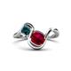 1 - Nerida 1.60 ctw Cushion Shape Created Ruby and Princess Shape London Blue Topaz Women Toi Et Moi Wave Engagement Ring 