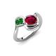 4 - Nerida 1.60 ctw Cushion Shape Created Ruby and Princess Shape Green Garnet Women Toi Et Moi Wave Engagement Ring 