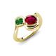 4 - Nerida 1.60 ctw Cushion Shape Created Ruby and Princess Shape Green Garnet Women Toi Et Moi Wave Engagement Ring 