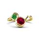 1 - Nerida 1.60 ctw Cushion Shape Created Ruby and Princess Shape Green Garnet Women Toi Et Moi Wave Engagement Ring 
