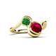 3 - Nerida 1.60 ctw Cushion Shape Created Ruby and Princess Shape Green Garnet Women Toi Et Moi Wave Engagement Ring 
