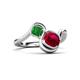 3 - Nerida 1.60 ctw Cushion Shape Created Ruby and Princess Shape Green Garnet Women Toi Et Moi Wave Engagement Ring 