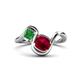 1 - Nerida 1.60 ctw Cushion Shape Created Ruby and Princess Shape Green Garnet Women Toi Et Moi Wave Engagement Ring 
