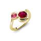 4 - Nerida 1.60 ctw Cushion Shape Created Ruby and Princess Shape Pink Tourmaline Women Toi Et Moi Wave Engagement Ring 
