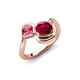 4 - Nerida 1.60 ctw Cushion Shape Created Ruby and Princess Shape Pink Tourmaline Women Toi Et Moi Wave Engagement Ring 