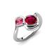 4 - Nerida 1.60 ctw Cushion Shape Created Ruby and Princess Shape Pink Tourmaline Women Toi Et Moi Wave Engagement Ring 