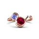 1 - Nerida 1.63 ctw Cushion Shape Created Ruby and Princess Shape Tanzanite Women Toi Et Moi Wave Engagement Ring 