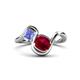 1 - Nerida 1.63 ctw Cushion Shape Created Ruby and Princess Shape Tanzanite Women Toi Et Moi Wave Engagement Ring 