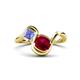 1 - Nerida 1.63 ctw Cushion Shape Created Ruby and Princess Shape Tanzanite Women Toi Et Moi Wave Engagement Ring 