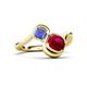 3 - Nerida 1.63 ctw Cushion Shape Created Ruby and Princess Shape Tanzanite Women Toi Et Moi Wave Engagement Ring 