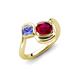 4 - Nerida 1.63 ctw Cushion Shape Created Ruby and Princess Shape Tanzanite Women Toi Et Moi Wave Engagement Ring 