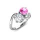3 - Velona 2.50 ctw IGI Certified Oval Shape Lab Grown Diamond (8.5 x 6 mm) and Cushion Shape Created Pink Sapphire (6 mm) Women Toi Et Moi Wave Engagement Ring 