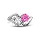 1 - Velona 2.50 ctw IGI Certified Oval Shape Lab Grown Diamond (8.5 x 6 mm) and Cushion Shape Created Pink Sapphire (6 mm) Women Toi Et Moi Wave Engagement Ring 