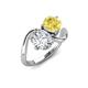 3 - Velona 2.53 ctw IGI Certified Oval Shape Lab Grown Diamond (8.5 x 6 mm) and Cushion Shape Created Yellow Sapphire (6 mm) Women Toi Et Moi Wave Engagement Ring 