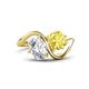 1 - Velona 2.53 ctw IGI Certified Oval Shape Lab Grown Diamond (8.5 x 6 mm) and Cushion Shape Created Yellow Sapphire (6 mm) Women Toi Et Moi Wave Engagement Ring 