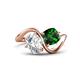 1 - Velona 2.10 ctw IGI Certified Oval Shape Lab Grown Diamond (8.5 x 6 mm) and Cushion Shape Created Emerald (6 mm) Women Toi Et Moi Wave Engagement Ring 