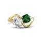 1 - Velona 2.10 ctw IGI Certified Oval Shape Lab Grown Diamond (8.5 x 6 mm) and Cushion Shape Created Emerald (6 mm) Women Toi Et Moi Wave Engagement Ring 