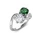 3 - Velona 2.10 ctw IGI Certified Oval Shape Lab Grown Diamond (8.5 x 6 mm) and Cushion Shape Created Emerald (6 mm) Women Toi Et Moi Wave Engagement Ring 