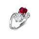 3 - Velona 2.53 ctw IGI Certified Oval Shape Lab Grown Diamond (8.5 x 6 mm) and Cushion Shape Created Ruby (6 mm) Women Toi Et Moi Wave Engagement Ring 