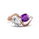 1 - Velona 2.05 ctw IGI Certified Oval Shape Lab Grown Diamond (8.5 x 6 mm) and Cushion Shape Amethyst (6 mm) Women Toi Et Moi Wave Engagement Ring 