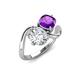 3 - Velona 2.05 ctw IGI Certified Oval Shape Lab Grown Diamond (8.5 x 6 mm) and Cushion Shape Amethyst (6 mm) Women Toi Et Moi Wave Engagement Ring 