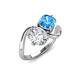 3 - Velona 2.45 ctw IGI Certified Oval Shape Lab Grown Diamond (8.5 x 6 mm) and Cushion Shape Blue Topaz (6 mm) Women Toi Et Moi Wave Engagement Ring 