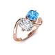 3 - Velona 2.45 ctw IGI Certified Oval Shape Lab Grown Diamond (8.5 x 6 mm) and Cushion Shape Blue Topaz (6 mm) Women Toi Et Moi Wave Engagement Ring 