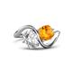 1 - Velona 2.05 ctw IGI Certified Oval Shape Lab Grown Diamond (8.5 x 6 mm) and Cushion Shape Citrine (6 mm) Women Toi Et Moi Wave Engagement Ring 