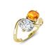 3 - Velona 2.05 ctw IGI Certified Oval Shape Lab Grown Diamond (8.5 x 6 mm) and Cushion Shape Citrine (6 mm) Women Toi Et Moi Wave Engagement Ring 