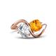 1 - Velona 2.05 ctw IGI Certified Oval Shape Lab Grown Diamond (8.5 x 6 mm) and Cushion Shape Citrine (6 mm) Women Toi Et Moi Wave Engagement Ring 