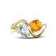1 - Velona 2.05 ctw IGI Certified Oval Shape Lab Grown Diamond (8.5 x 6 mm) and Cushion Shape Citrine (6 mm) Women Toi Et Moi Wave Engagement Ring 
