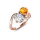 3 - Velona 2.05 ctw IGI Certified Oval Shape Lab Grown Diamond (8.5 x 6 mm) and Cushion Shape Citrine (6 mm) Women Toi Et Moi Wave Engagement Ring 